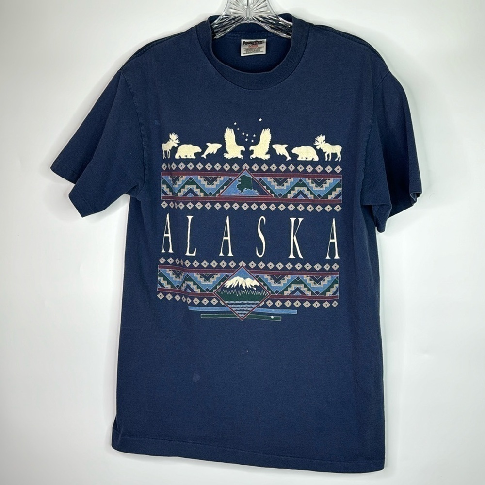 Vintage Oneita Powerpro Alaska Blue Tshirt Size Medium